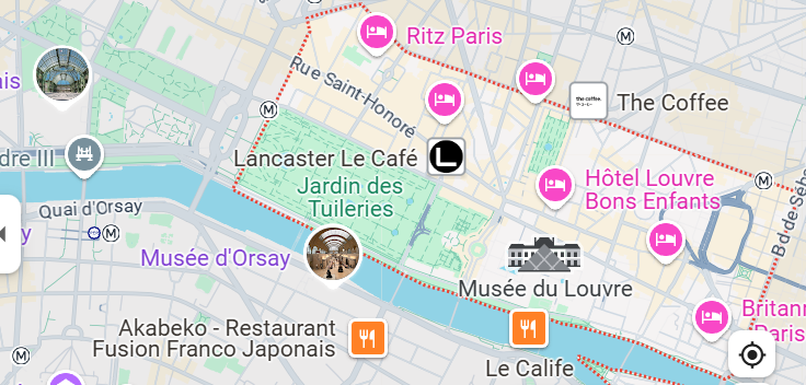 Map of the 1st arrondissement of Paris.