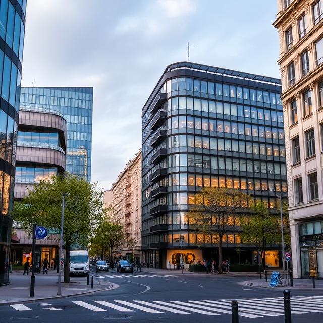 Street in a business district.